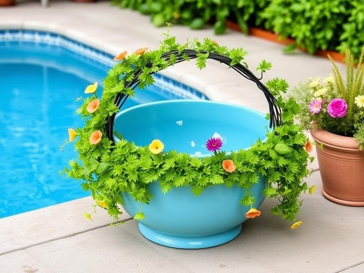Porch Decor: How to Make a Pool Noodle Topiary Wreath Planter