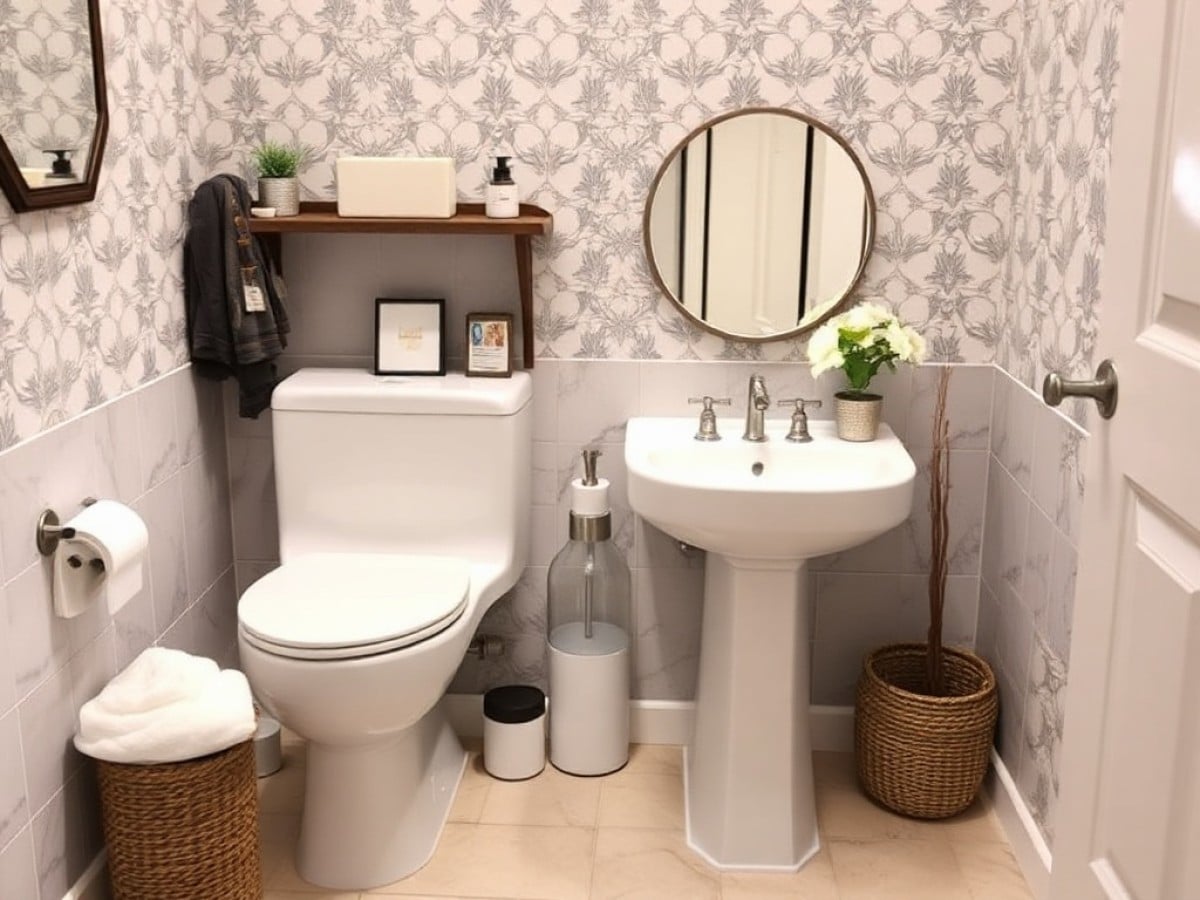 Water Closet Makeover: Rub N' Buff, Stencils, Decor & More