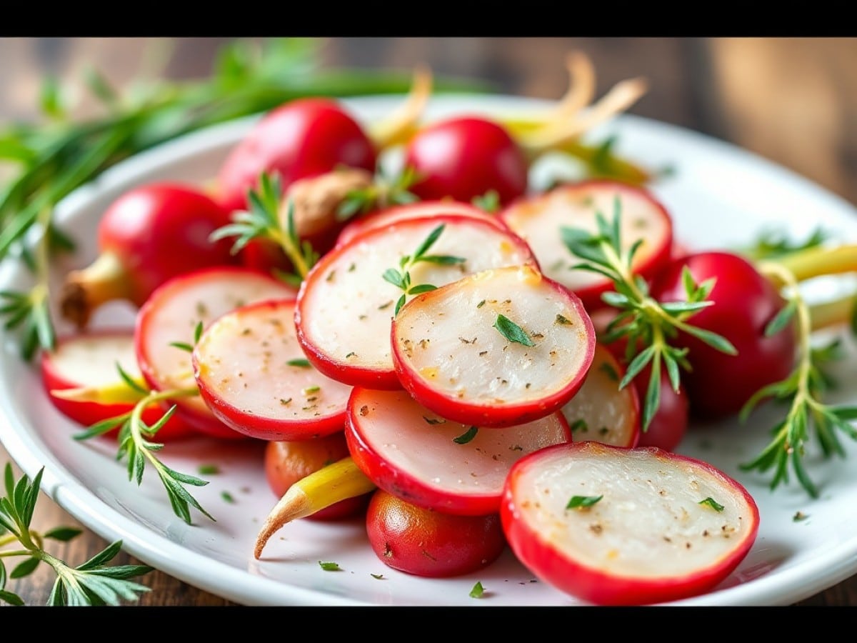 Recette facile des radis rôtis aux herbes fraîches