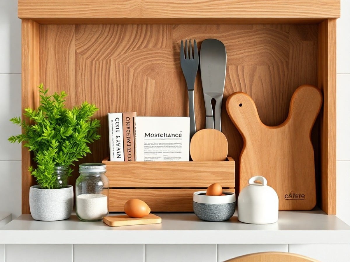 Side of Cabinet Storage: How to DIY an Easy Cookbook & Utensil Holder!
