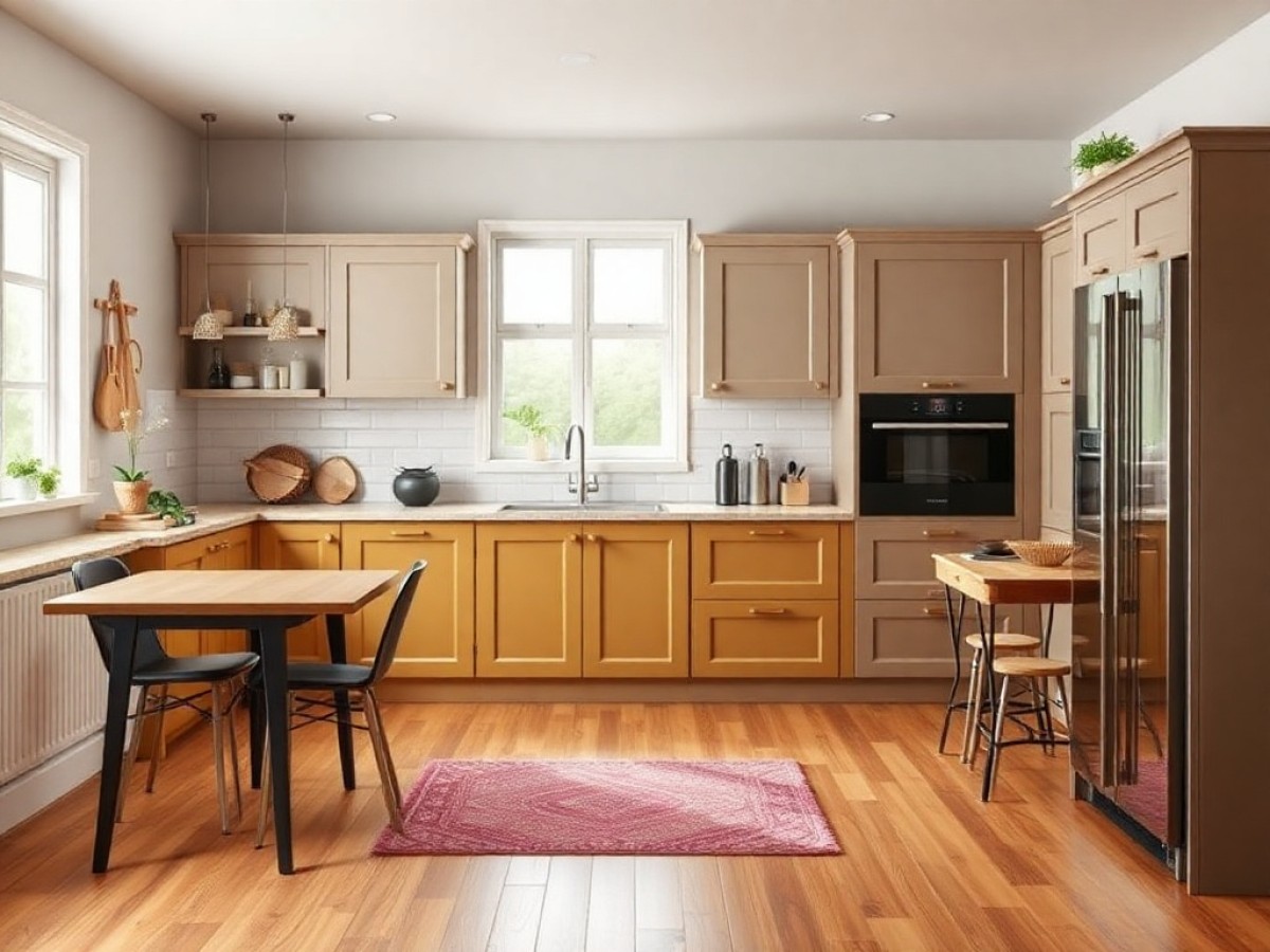 Bisque appliance, need help with cabinet color?
