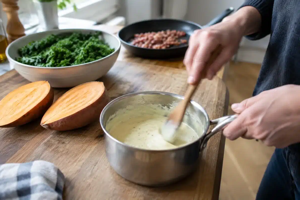 Patates douces rôties, lardons et chou kale : la recette d'automne incontournable