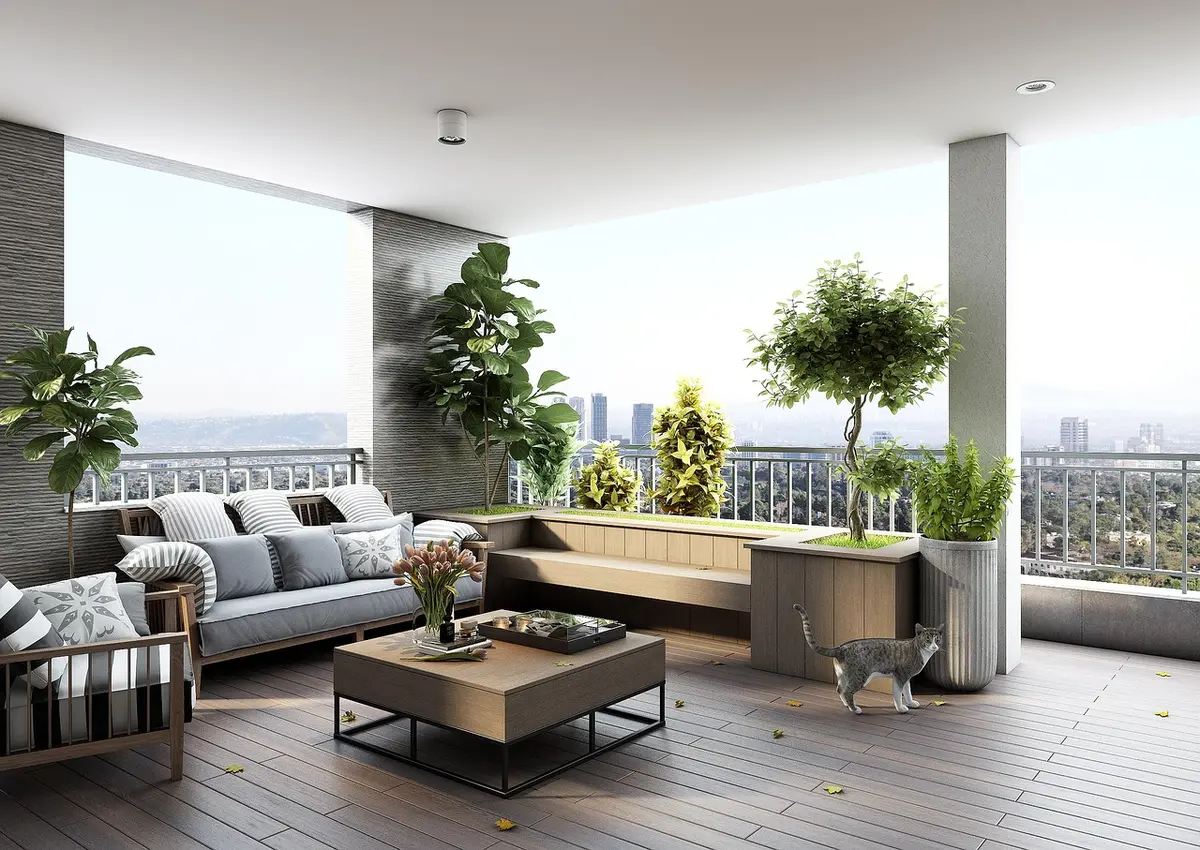 Mobilier d'extérieur pour enfants sur une terrasse, chaises et table adaptées